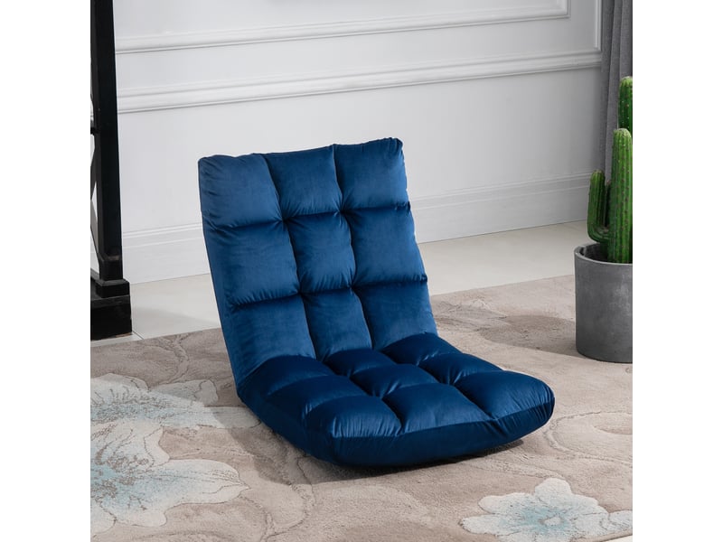  Fauteuil convertible, fauteuil paresseux, flanelle (100% polyester), 55x71x53.5cm, bleu  - Conforama D