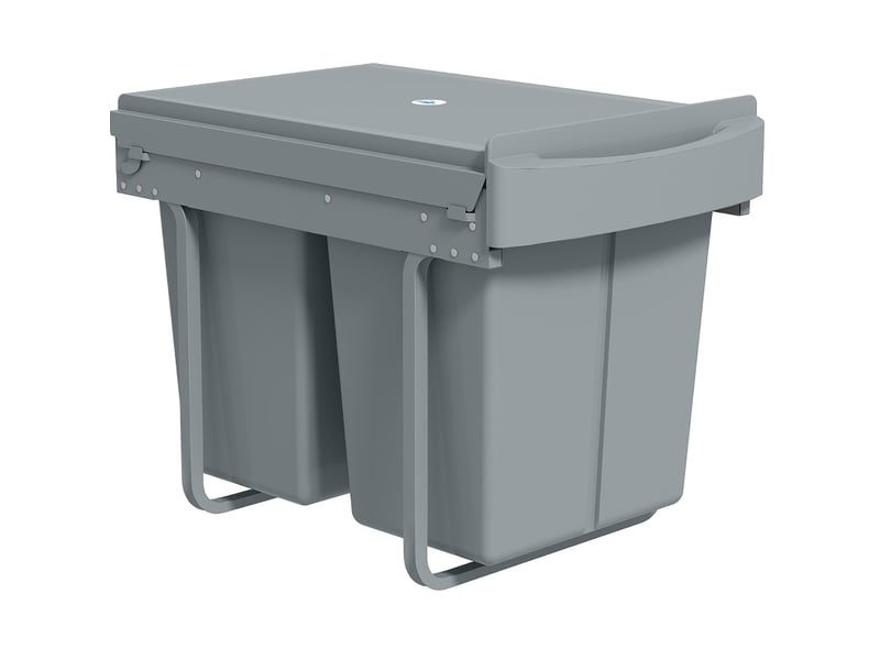  Poubelle coulissante encastrable 40 l avec 2 bacs amovibles gris  - Conforama A