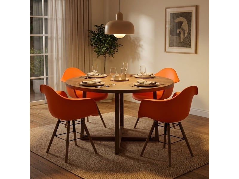  Fauteuil en polypropylène pieds en bois jacqueline - orange  - Conforama B