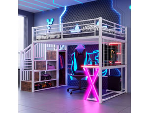 Lit mezzanine 140x200 cm MEUBLIV   coloris blanc