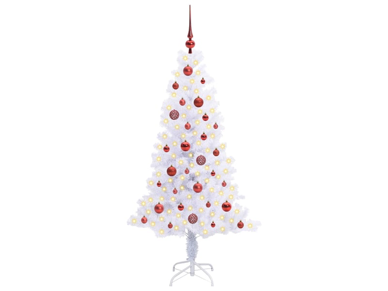 Sapin de noël - arbre de noël artificiel avec 150 led blanc 150 cm pvc et acier - Conforama C