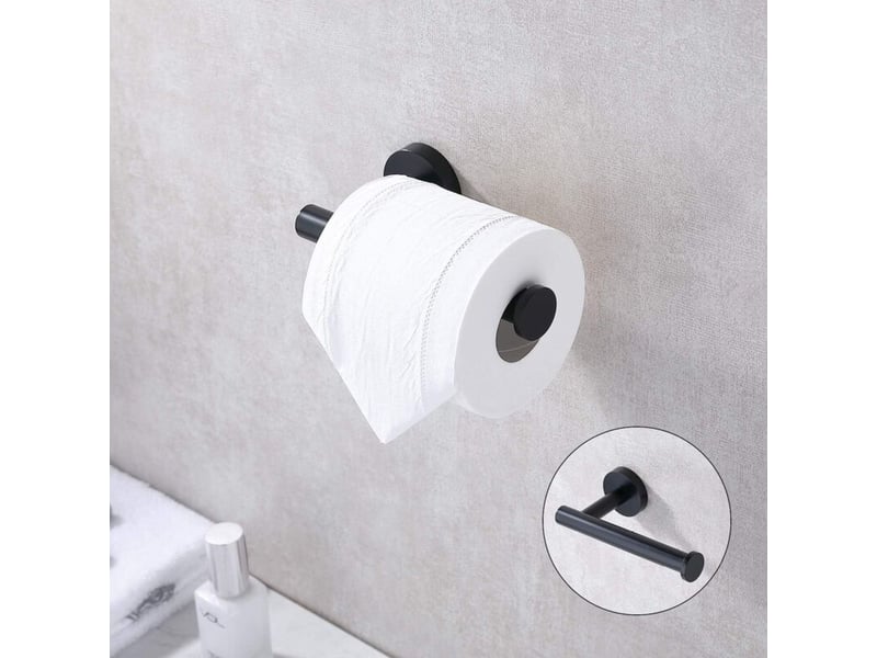  Porte-papier toilett en acier inoxydable 304 fixation murale porte rouleau papier toilette pour salle de bain accessoire de toilette en noir  - Conforama B