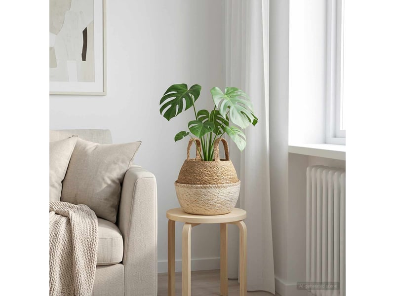 Jardinière - pot de plante avec poignées blanc ø 22 x 20 cm - Conforama B