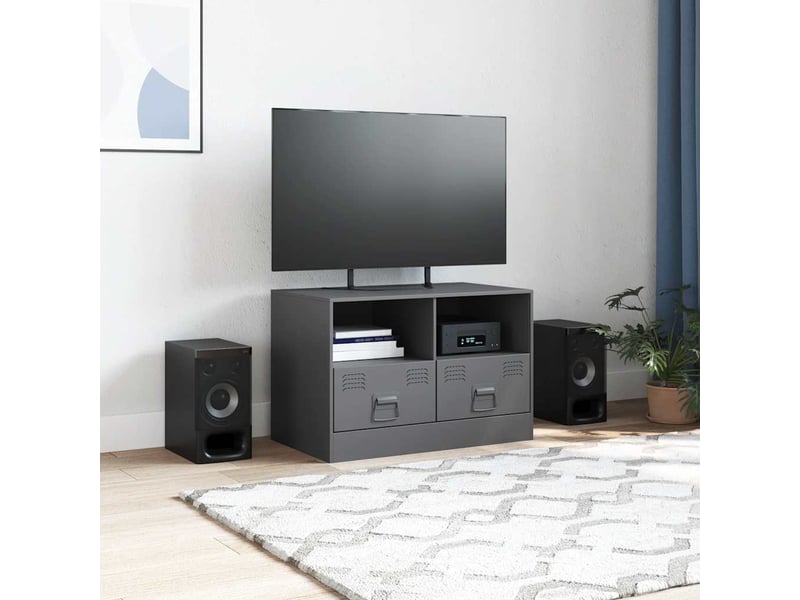  Meuble tv - banc tv - meuble de rangement anthracite 67x39x44 cm acier  - Conforama C