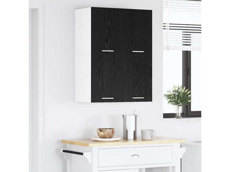  Meuble de rangement cuisine, armoire suspendue chêne noir et blanc 60x31x40cm  - Conforama D