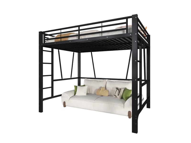 Lit mezzanine 140x200 cm - en métal - noir CARDUME ESTIVAL - Conforama A