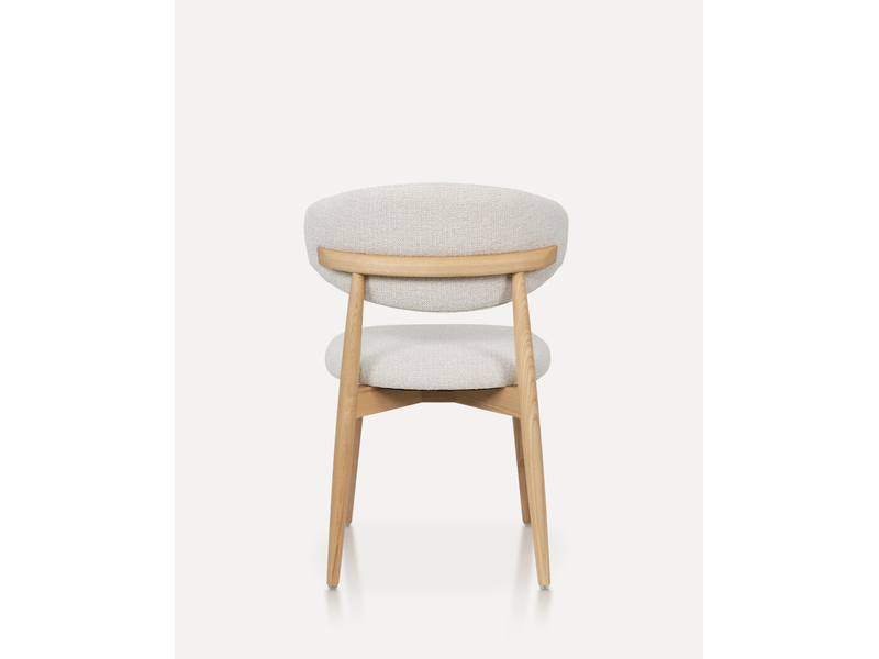 Chaise de salle à manger lot de 2 avec dossier ergonomique et assise rembourrée en tissu et bois naturel - Conforama E