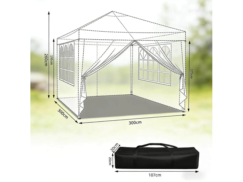  Tonnelle pliante 300x300x260 cm réglable métal bleue  - Conforama E