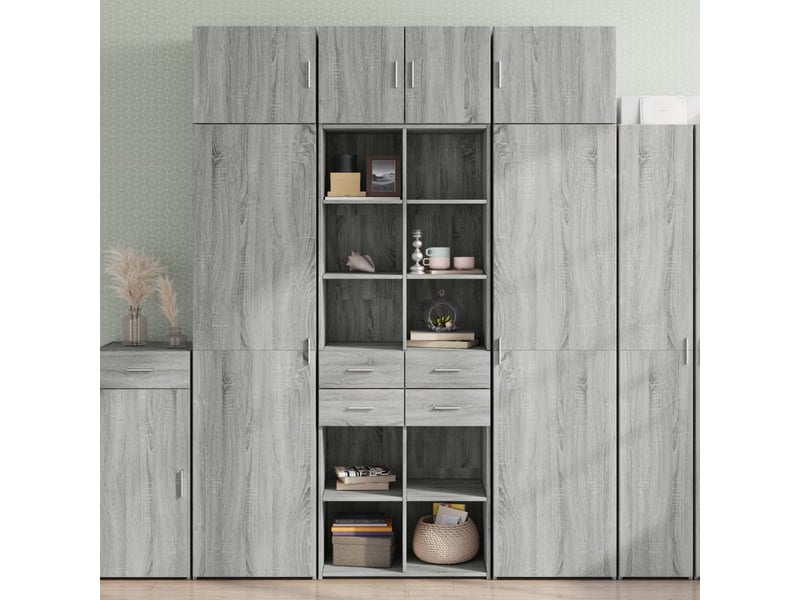  Buffet - armoire de rangement sonoma gris 70x42,5x225 cm  - Conforama B