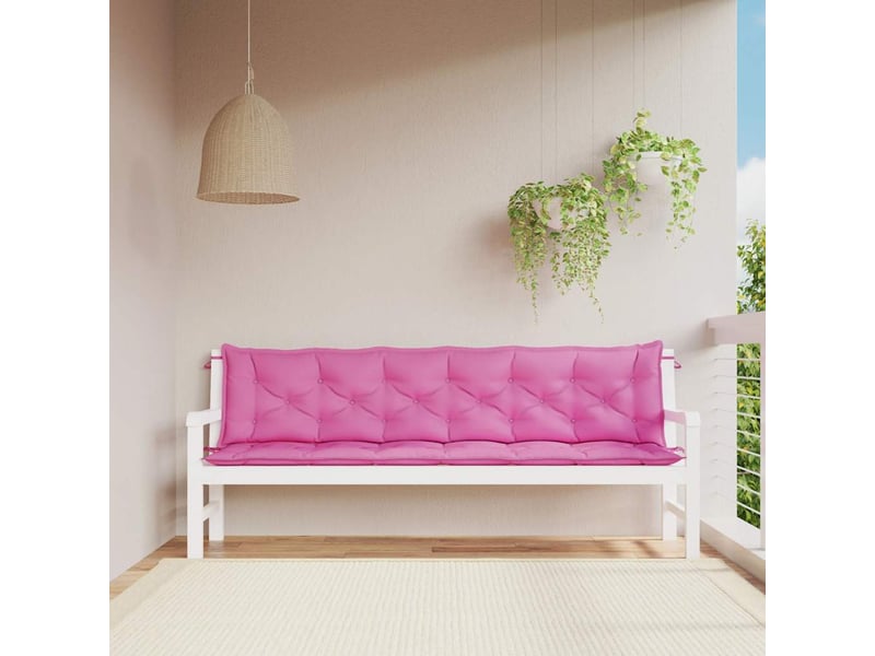  Lot de 2 coussins de banc de jardin, coussins d'assise rose 200x50x7 cm tissu cf58684  - Conforama C