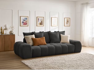 Canapé droit fixe BOBOCHIC EVEREST 3 places Tissu noir