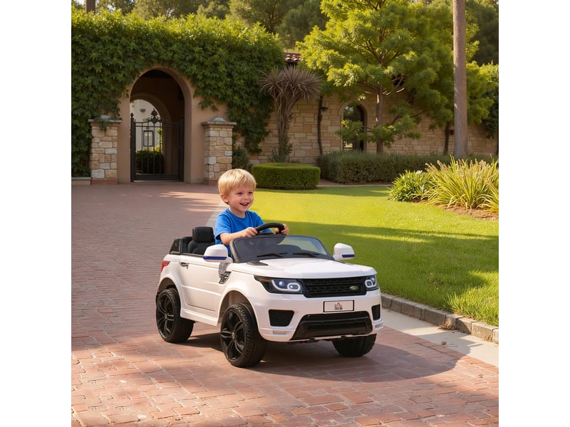 Voiture électrique enfants véhicule électrique 12 v, double moteurs, 3 à 5 kmh, blanc - Conforama D