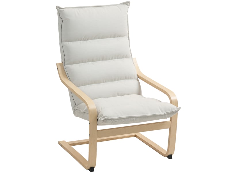  Fauteuil salon fauteuil de loisirs moderne fauteuil chambre avec accoudoirs incurvés, coussins, 67 x 83 x 105 cm, crème  - Conforama B