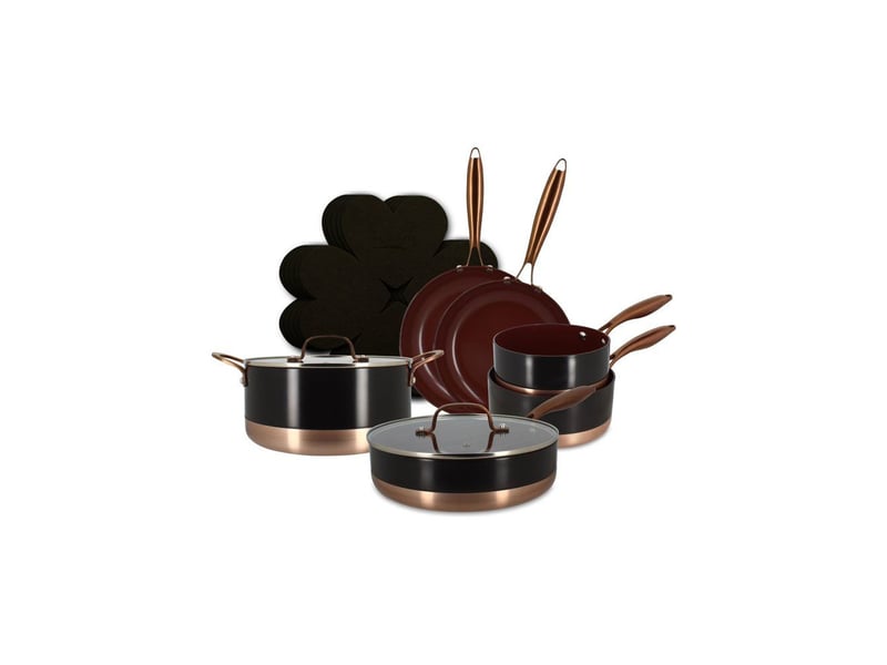 Batterie de cuisine induction 13 pieces aluminium noir copper ceramique antiadhesive MEN3256391055113 - Conforama A