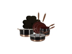 Batterie de cuisine induction 13 pieces aluminium noir copper ceramique antiadhesive
