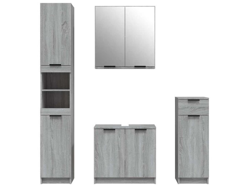  Ensemble d'armoires de salle de bain 4 pcs sonoma gris cf63026  - Conforama D