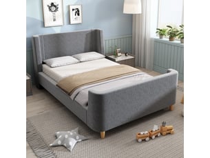 Lit simple 90x200 cm <strong>HAUSS SPOLE</strong>  <strong></strong> coloris gris