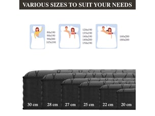 Matelas 140x190 cm <strong></strong>  <strong></strong> Ressorts + mémoire de forme soutien Medium épaisseur 25 cm