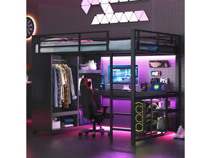 Lit mezzanine 140x200 cm <strong>SAPGAKS</strong> <strong></strong> coloris noir