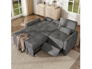Canapé droit convertible <strong>MODFU</strong> <strong></strong> 3 places Tissu gris