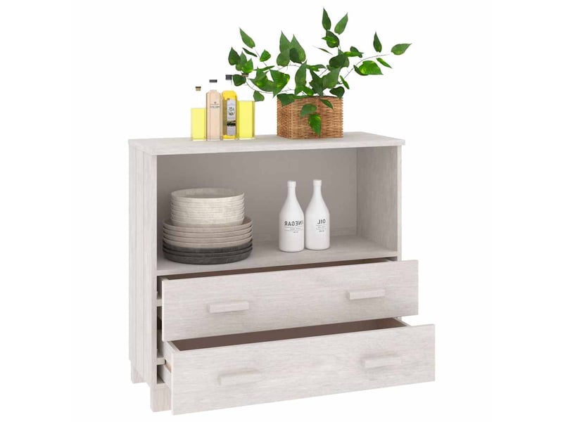  Buffet - bahut - meuble de rangement hamar blanc 85x35x80 cm bois massif de pin  - Conforama D