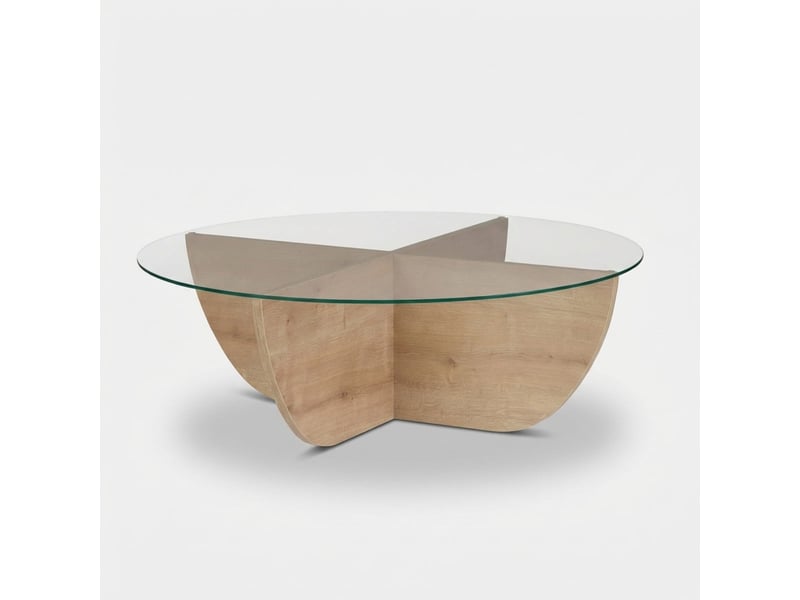 Table basse en verre trempé et bois design moderne liya - chêne  - Conforama A