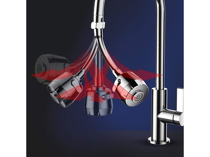  Aérateur de robinet pivotant à 360 degrés qoosea, 2 modes réglables, filtre de douche, pulvérisateur pour cuisine et salle de bain (long)  - Conforama D
