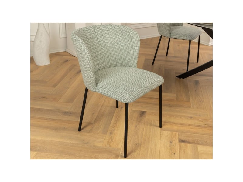  Lot de 2 chaises pavia vert doux à motif à carreaux – dossier arrondi et pieds fins noirs  - Conforama B