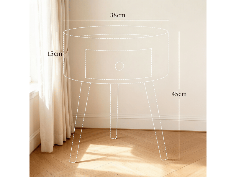  Table d’appoint ronde avec tiroir, meuble de rangement compact, design moderne  - Conforama C