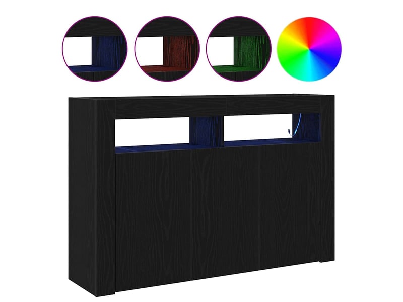  Buffet - bahut - meuble de rangement chêne noir 116 x 30 x 75 cm bois d'ingénierie  - Conforama D