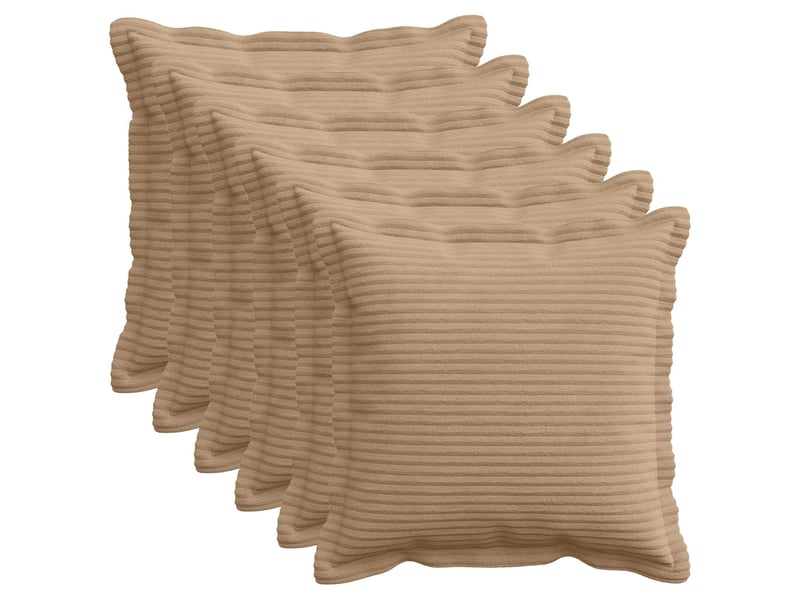  Lot de 6 housses de coussin houten marron 30 x 30 cm velours côtelé cf49844  - Conforama B