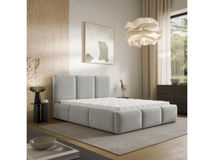 Lit coffre 200x200 cm <strong>MASSENO</strong> <strong></strong> coloris gris