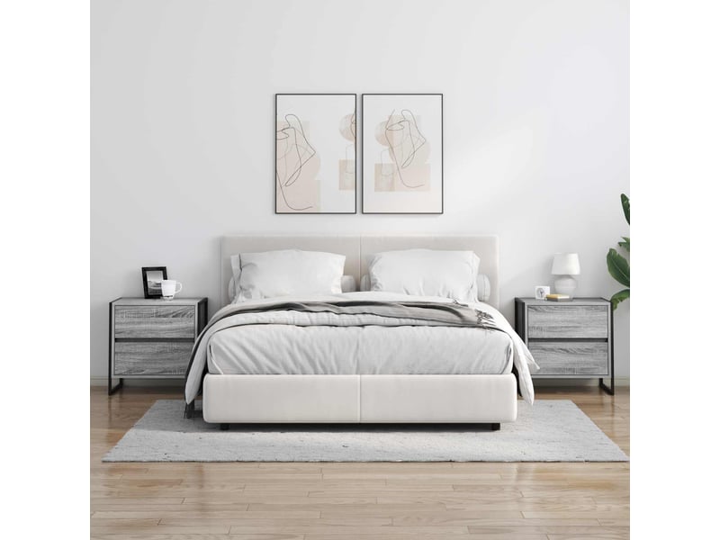  Table de chevet avec tiroir 2 pièces gris sonoma 50 x 39,5 x 50 cm  - Conforama D