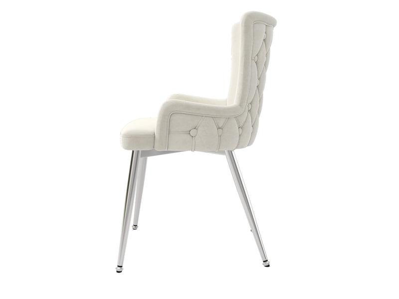  Lot de 6 chaises de salle à manger, style designe, pied en métal, velours beige  - Conforama R