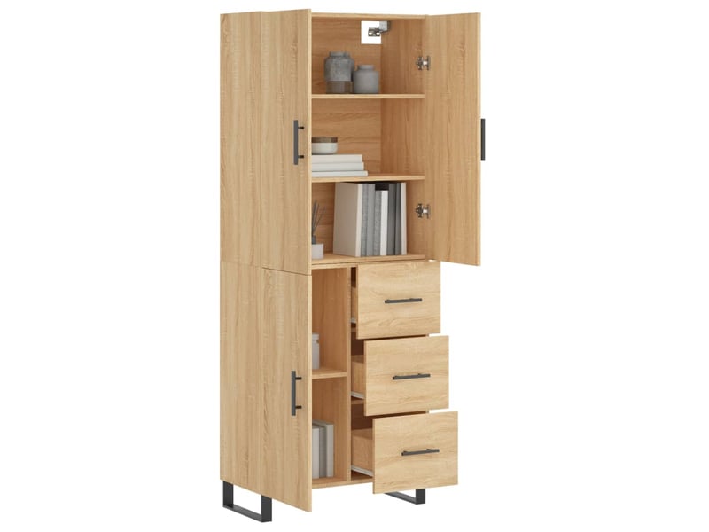  Buffet haut - bahut - meuble de rangement chêne sonoma 69,5x34x180 cm bois d'ingénierie  - Conforama C