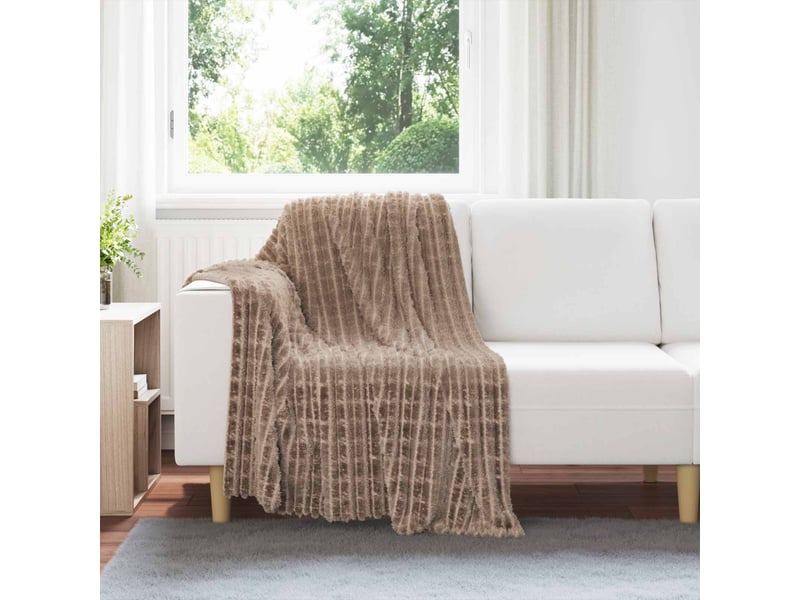  Couverture jetée de canapé 6 pcs camel 150x130 cm 2.75 kg toison  - Conforama B