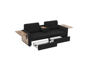 Canapé droit fixe MODENUIT   2 places Tissu noir avec coffre de rangement