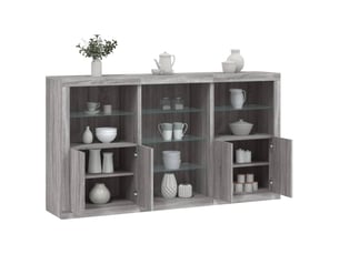 Buffet - bahut - meuble de rangement avec lumières led sonoma gris 181,5x37x100 cm