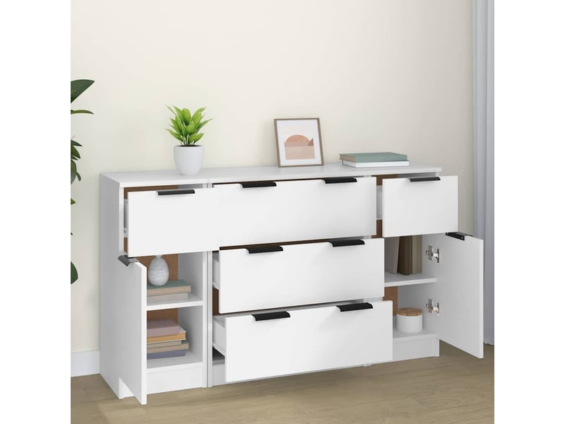  Buffets 3 pcs - bahut - meuble de rangement blanc bois d'ingénierie  - Conforama C