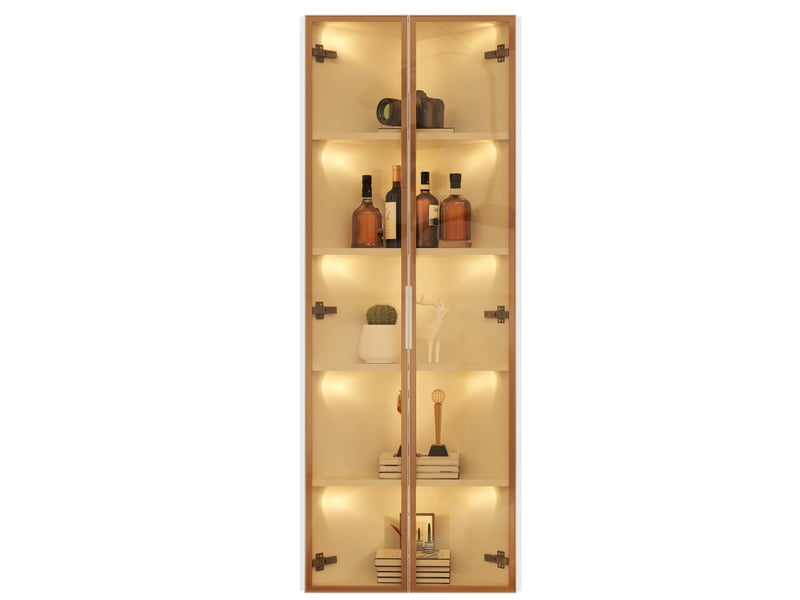  Vitrine d’angle led 62x35x160 cm avec éclairage intégré mdf blanc  - Conforama A