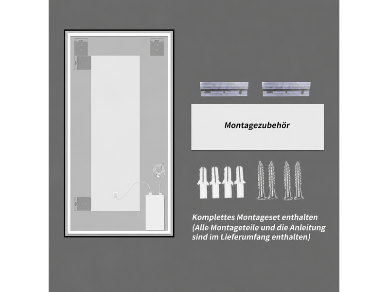Miroir de salle de bain led 70x50 cm – argenté – cadre aluminium, antibuée et éclairage réglable progressif - Conforama E