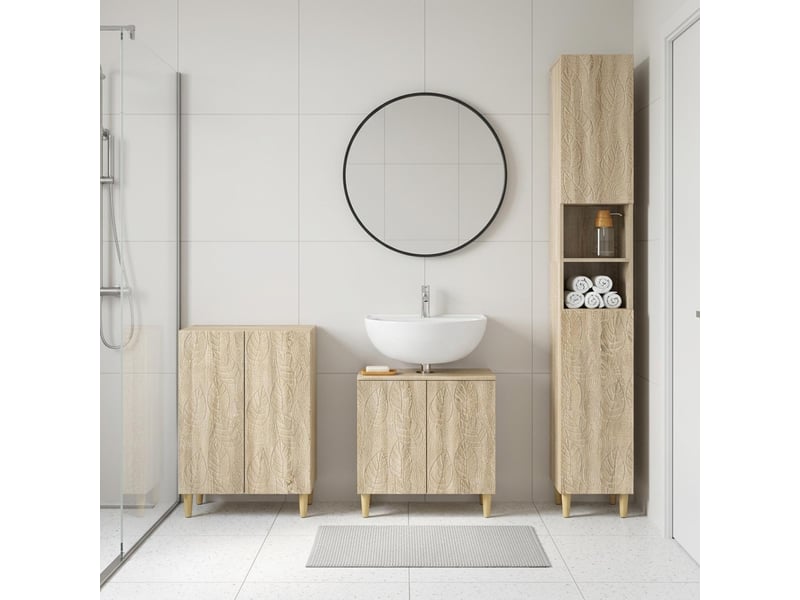 Ensemble de meuble de salle de bain 3 pièces delft chêne sonoma cf63381 - Conforama B