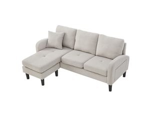 Canapé d'angle avec méridienne réversible 166 x 118 x 77 cm - 3 places compact modulable