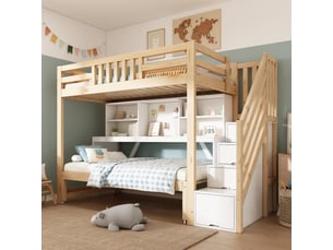 Lit mezzanine 90x190/200 cm <strong>MEULVA</strong> <strong></strong> coloris blanc
