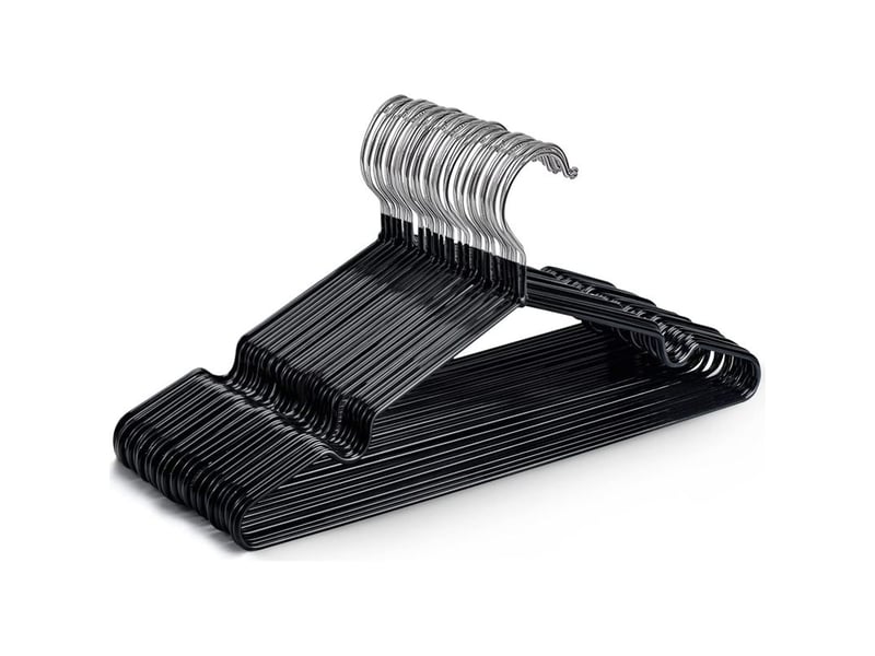  Lot de 20 cintres en métal noir de haute qualité, 30 x 17 x 0,35 cm, gain de place, adaptés aux armoires  - Conforama A