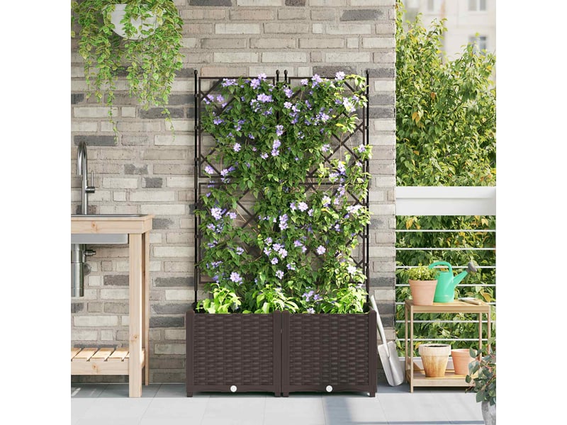 Jardinière - cache-pot de jardin 2 pcs marron 80 x 40 x 143 cm pp - Conforama B