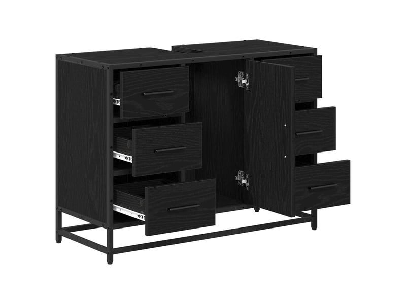  Cabinet de salle de bain, armoire salle de bain chêne noir 80 x 33 x 60 cm cf65346  - Conforama E