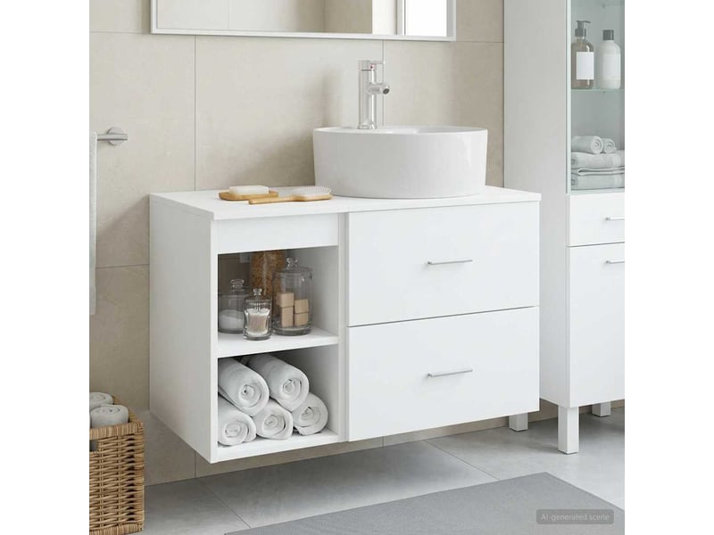  Ensemble de mobilier de salle de bain 2 pcs blanc shl973  - Conforama B