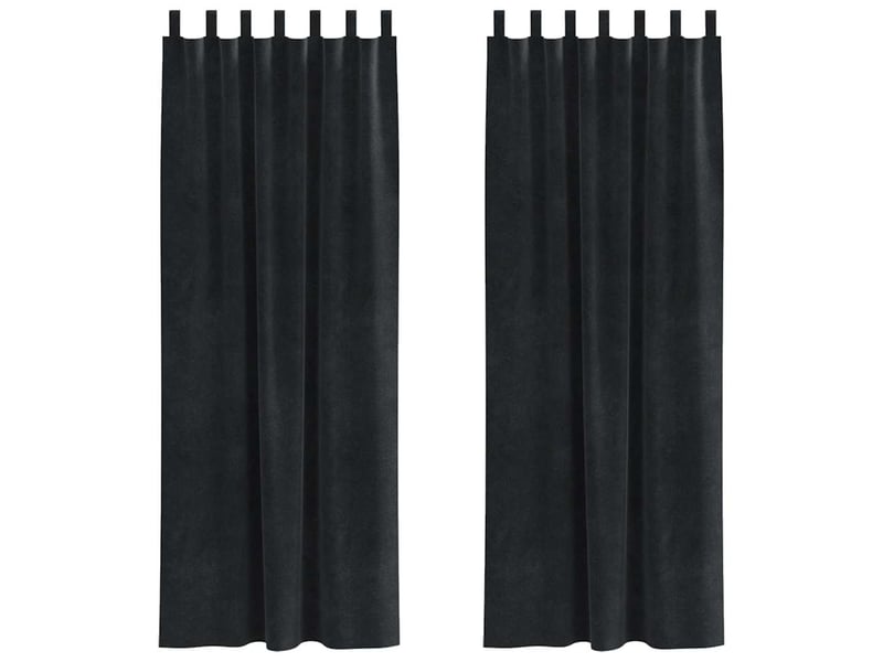  Lot de 2 rideaux, rideaux de fenêtre noir 140 x 260 cm velours cf44103  - Conforama A