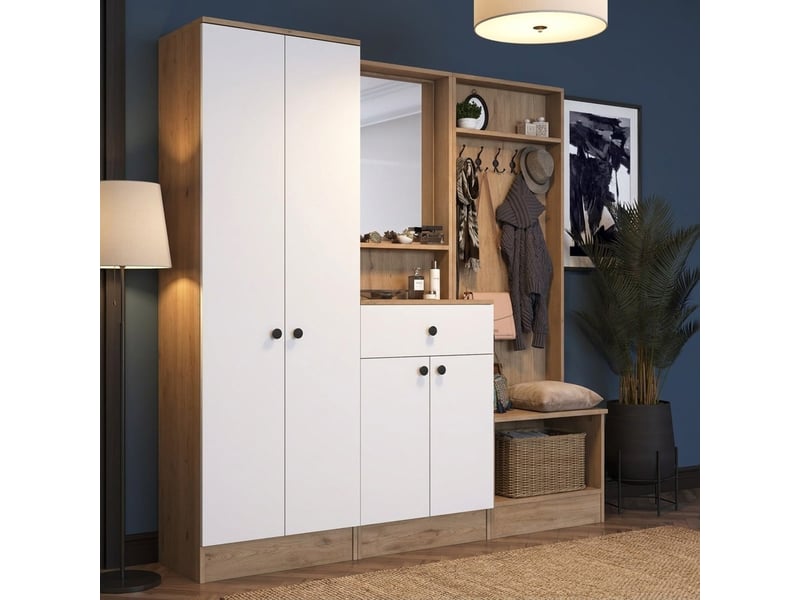  Meuble d'entrée avec porte-manteau et miroir sylth  - Conforama B